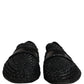Dolce & Gabbana Black Woven Leather Slip On Loafers Men Shoes