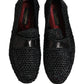 Dolce & Gabbana Black Woven Leather Slip On Loafers Men Shoes