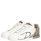 Dolce & Gabbana White Gold Low Top Leather Sneakers Shoes