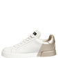 Dolce & Gabbana White Gold Low Top Leather Sneakers Shoes