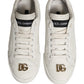 Dolce & Gabbana White Leather Logo Plaque Low Top Sneakers Shoes