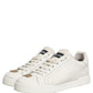 Dolce & Gabbana White Leather Logo Plaque Low Top Sneakers Shoes