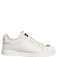Dolce & Gabbana White Leather Logo Plaque Low Top Sneakers Shoes