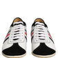 Dolce & Gabbana Black White Leather Suede Low Top Sneakers Shoes