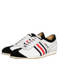 Dolce & Gabbana Black White Leather Suede Low Top Sneakers Shoes