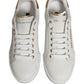 Dolce & Gabbana White Gold Embellished Low Top Sneakers Shoes