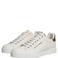 Dolce & Gabbana White Gold Embellished Low Top Sneakers Shoes