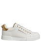 Dolce & Gabbana White Gold Embellished Low Top Sneakers Shoes