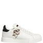 Dolce & Gabbana White Patch Calfskin Nappa Portofino Sneakers Shoes
