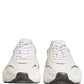 Dolce & Gabbana White Silver Daymaster Leather Low Top Sneakers Shoes