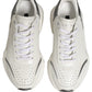 Dolce & Gabbana White Silver Daymaster Leather Low Top Sneakers Shoes