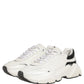 Dolce & Gabbana White Silver Daymaster Leather Low Top Sneakers Shoes