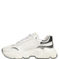 Dolce & Gabbana White Silver Daymaster Leather Low Top Sneakers Shoes