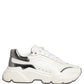 Dolce & Gabbana White Silver Daymaster Leather Low Top Sneakers Shoes