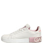 Dolce & Gabbana White Pink Leather Low Top Sneakers Shoes