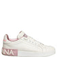 Dolce & Gabbana White Pink Leather Low Top Sneakers Shoes