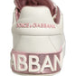 Dolce & Gabbana White Pink Leather Low Top Sneakers Shoes