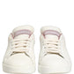 Dolce & Gabbana White Pink Leather Low Top Sneakers Shoes
