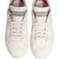 Dolce & Gabbana White Pink Leather Low Top Sneakers Shoes