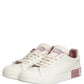 Dolce & Gabbana White Pink Leather Low Top Sneakers Shoes