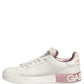 Dolce & Gabbana White Pink Leather Low Top Sneakers Shoes