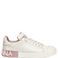 Dolce & Gabbana White Pink Leather Low Top Sneakers Shoes