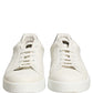 Dolce & Gabbana White Black Leather Lace Up Sneakers Shoes