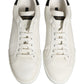Dolce & Gabbana White Black Leather Lace Up Sneakers Shoes
