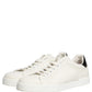 Dolce & Gabbana White Black Leather Lace Up Sneakers Shoes