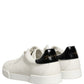 Dolce & Gabbana White Black Leather Lace Up Sneakers Shoes
