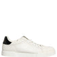 Dolce & Gabbana White Black Leather Lace Up Sneakers Shoes