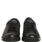 Dolce & Gabbana Black Leather Logo Low Top Men Sneakers Shoes