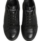 Dolce & Gabbana Black Leather Logo Low Top Men Sneakers Shoes