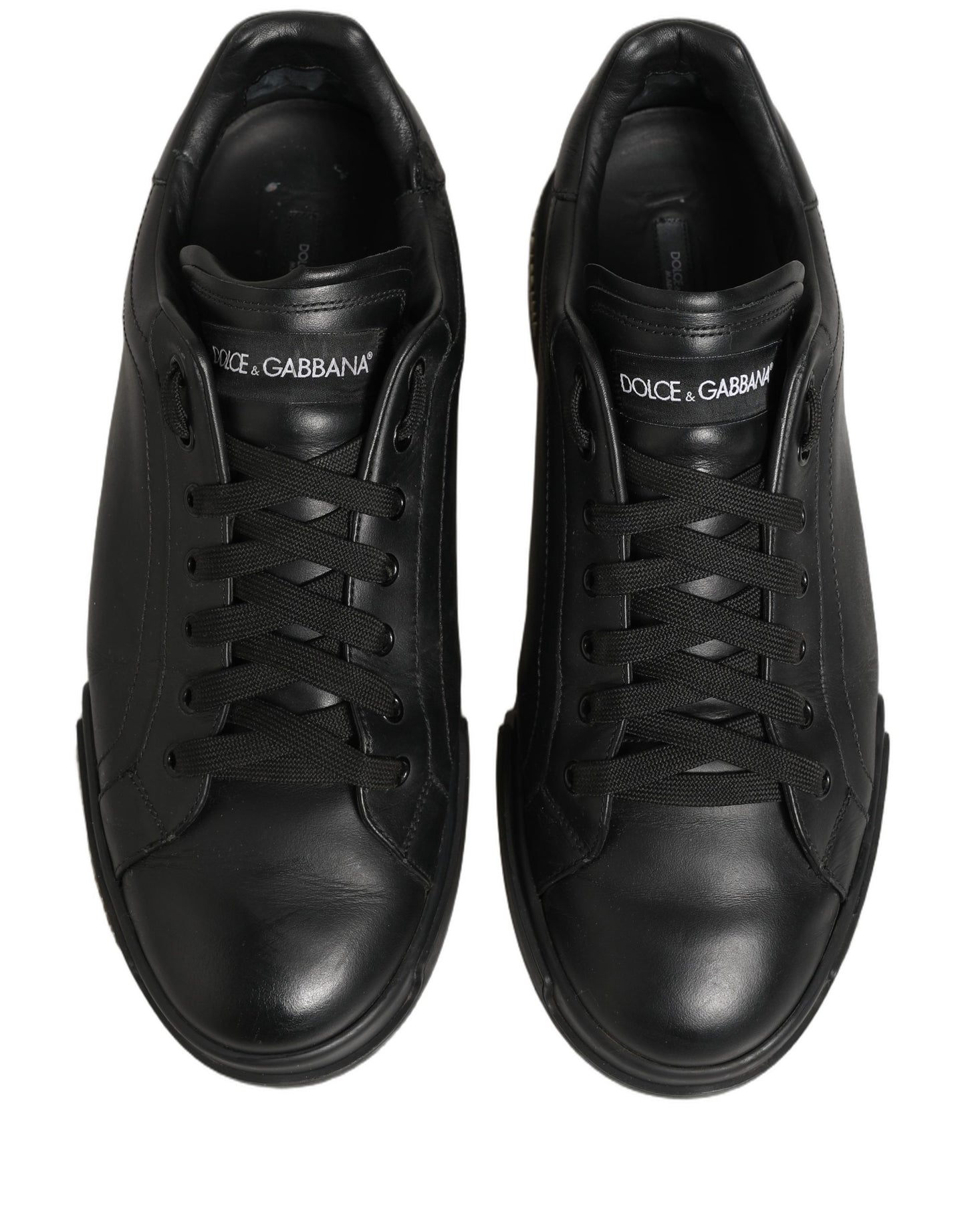 Dolce & Gabbana Black Leather Logo Low Top Men Sneakers Shoes
