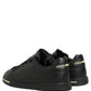 Dolce & Gabbana Black Leather Logo Low Top Men Sneakers Shoes