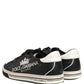 Dolce & Gabbana Black Leather Crown Milano Men Sneakers Shoes