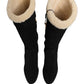 Dolce & Gabbana Black Suede Leather Knee High Boots Shoes