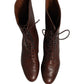 Dolce & Gabbana Brown Leather Lace Up Mid Calf Boots Shoes