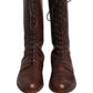 Dolce & Gabbana Brown Leather Lace Up Mid Calf Boots Shoes