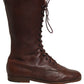 Dolce & Gabbana Brown Leather Lace Up Mid Calf Boots Shoes
