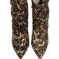 Dolce & Gabbana Gold Leopard Sequin Sock Ankle Boots Shoes