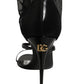 Dolce & Gabbana Stiletto Sandals Socks Knee High Boots Black