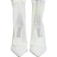Dolce & Gabbana White Tulle Stretch Mesh Sock Boots Shoes