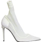 Dolce & Gabbana White Tulle Stretch Mesh Sock Boots Shoes