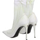 Dolce & Gabbana White Tulle Stretch Mesh Sock Boots Shoes