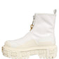 Dolce & Gabbana White Leather Rubber Logo Ankle Boots Shoes