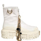 Dolce & Gabbana White Leather Rubber Logo Ankle Boots Shoes
