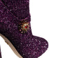 Dolce & Gabbana Purple Crystal Lurex Fantasy Boots Shoes