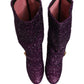 Dolce & Gabbana Purple Crystal Lurex Fantasy Boots Shoes