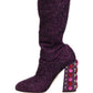 Dolce & Gabbana Purple Crystal Lurex Fantasy Boots Shoes